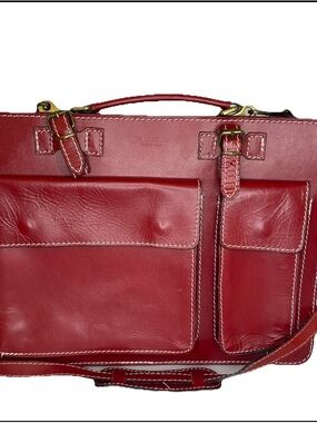 Italian Leather Briefcase Oxblood Red Slim Laptop Bag Made in Italy